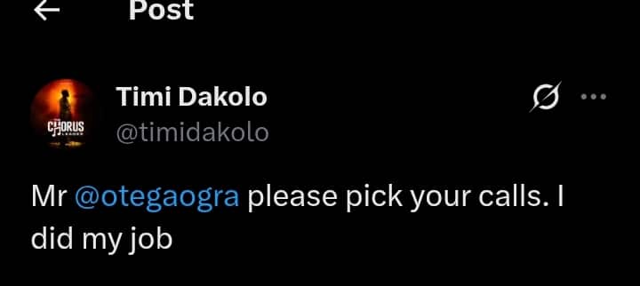 Tim Dakolo tweet