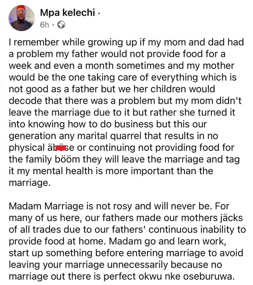 Man reveals how father’s neglect made his mother a resourceful wife