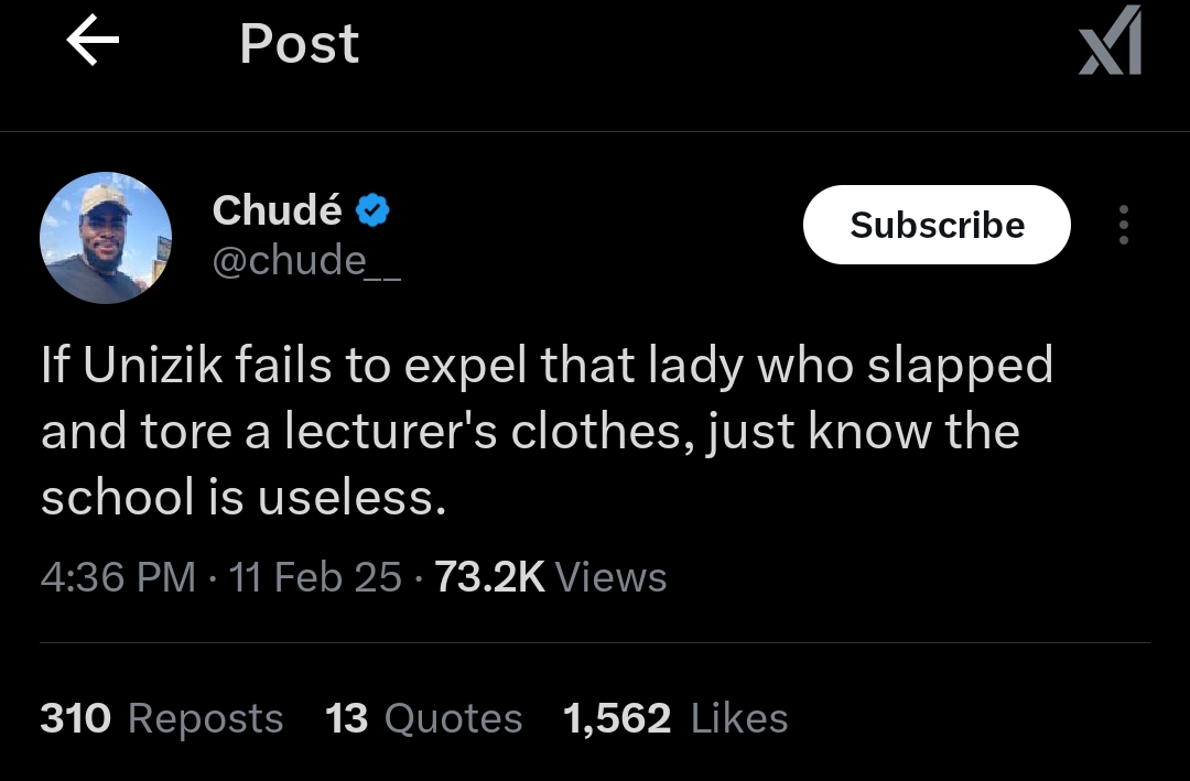 Man urges UNIZIK to expel female student for confronting lecturer