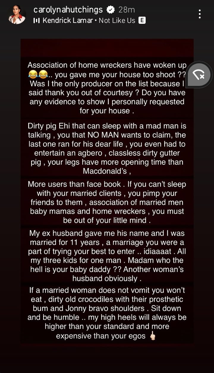 Caroline Danjuma claps back at Ehi Ogbebor, labels her ‘home wrecker’