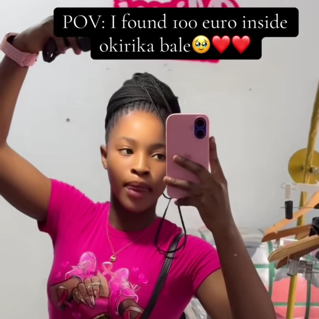Businesswoman bursts with excitement after spotting 100 euro in okirika bale