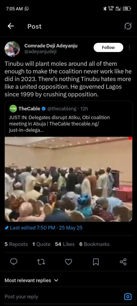 2027 Coalition: Tinubu’ll Plant Moles Around Atiku, Obi Again – Adeyanju Tells Opposition Groups