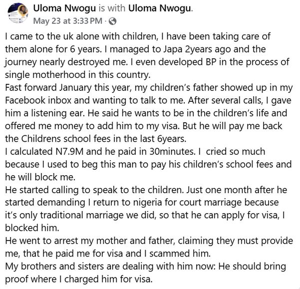 UK Visa: Man offers ex-wife N7.9m after abandoning children for six years