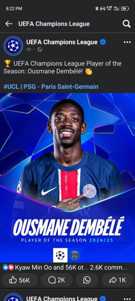 UCL: Dembele Named Best Player As PSG Dominate UEFA Best 11