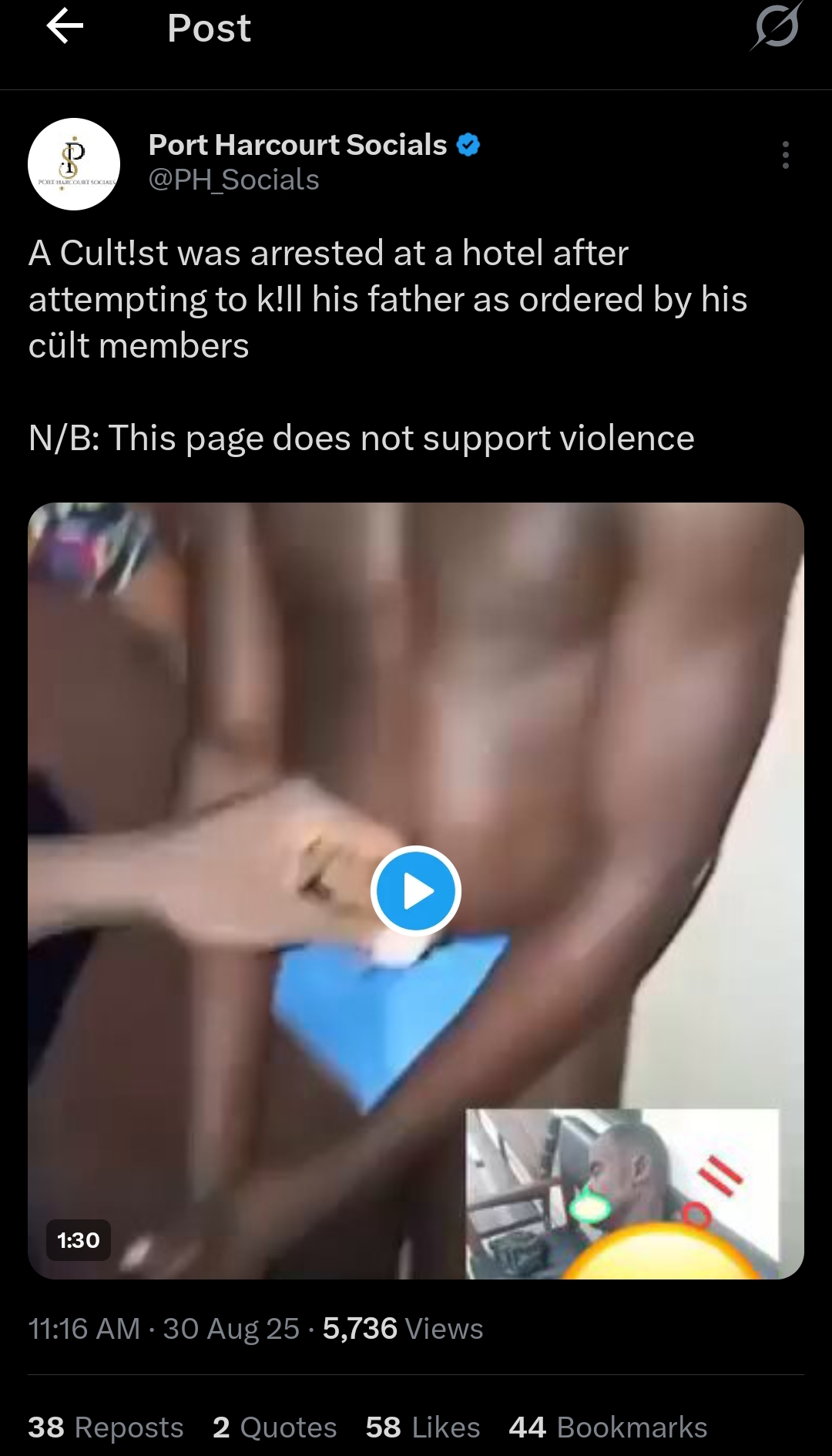 Man arrested for stabbing father after cult group, Vikings ordered him to do so