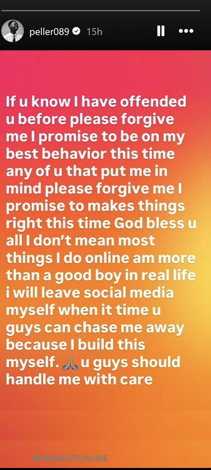 “Please Forgive Me, I Don’t Mean Most Things I Do Online” — Peller On Backlash Over Online Behaviour