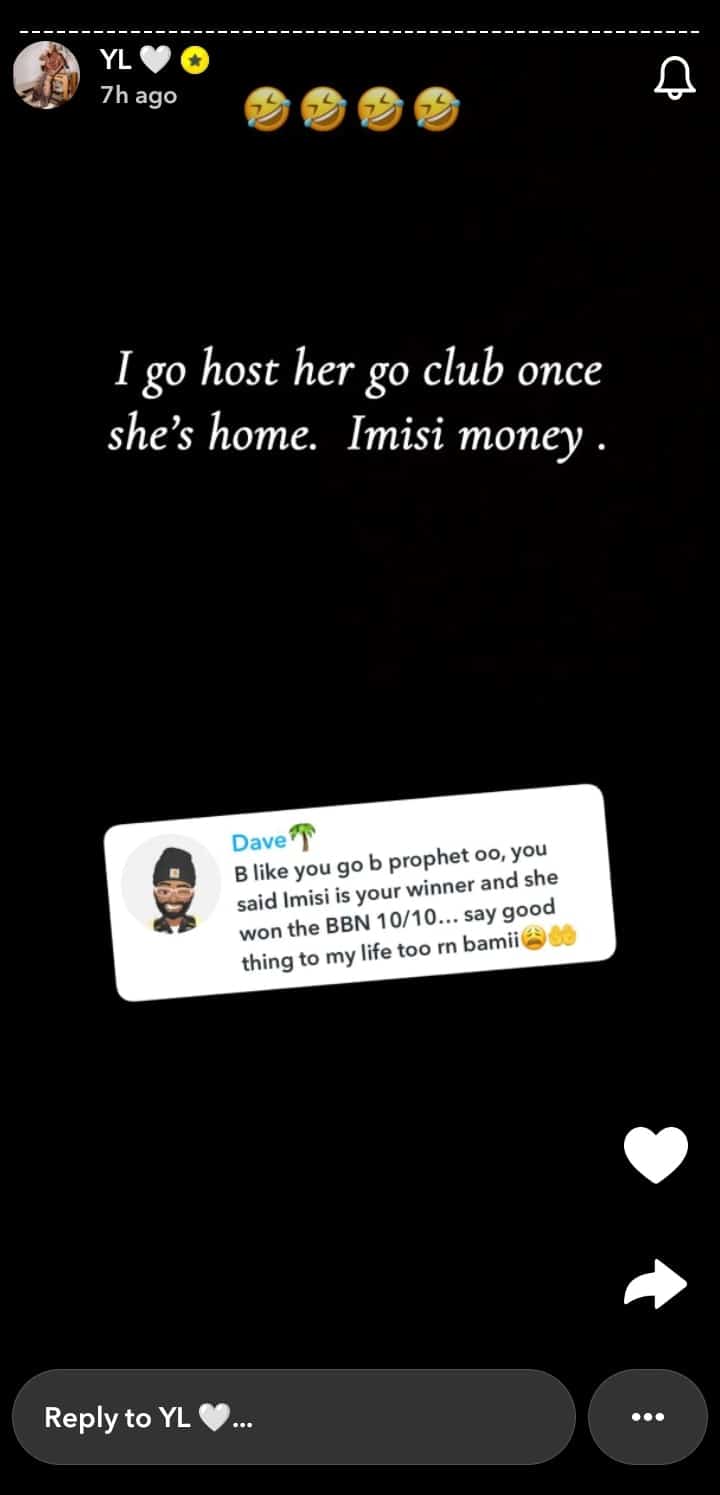 Yhemo reveals what he’ll do for Imisi after winning BBNaija Season 10