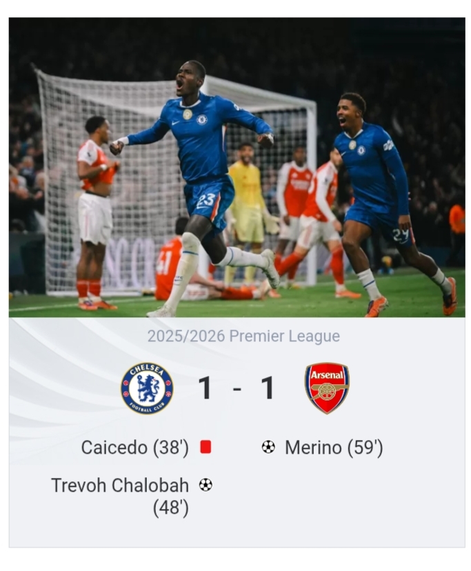 Chelsea 1-1 Arsenal: Gunners level with 10-man Blues as Chalobah & Merino score