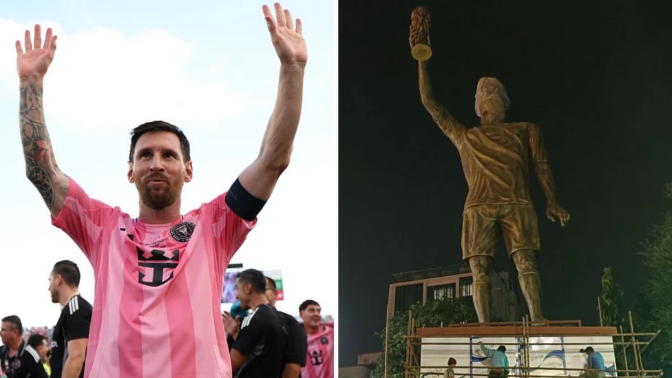 The statue of Messi in India, built by 45 people in 27 days, is 21.3 meters tall